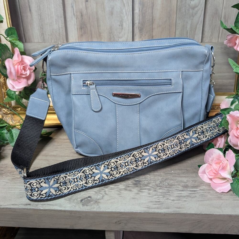 Stone Mountain USA LBlue Crossbody Messenger Bag Adjustable Strap Purse